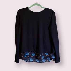 🚨FLASH SALE🚨 Loft Navy Back‎ Floral Sheer Long Sleeve  Sweater